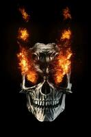 Black metal demon skull - eyes on fire photo