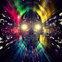 Colorful glowing transcendent skull photo