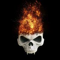 Evil vampire skull on fire photo