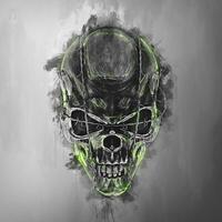 Evil demon skull - barb wire - green glow photo