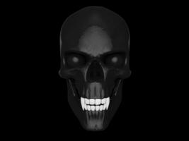 Pitch black vampire skull with white teeth photo