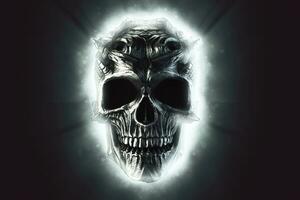 Glowing demon skull - silver photo