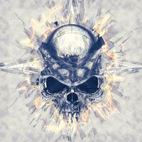 Glowinf star evil skull - abstract 3D illustration photo