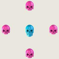 Blue and pink skulls on bright beige background photo