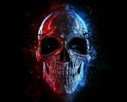 Grunge neon style skull photo