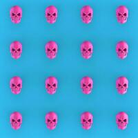 enojado rosado calaveras tamborileo en azul antecedentes foto