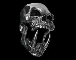 Screaming demon orc heavy metal skull with sharp teeth photo