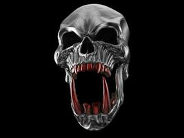 Screaming demon orc skull with red sharp teeth photo