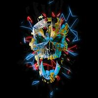 Demon skull - neon fragments and glows photo