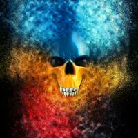Colorful vampire skull made out of dust particles - 3D Illustration photo