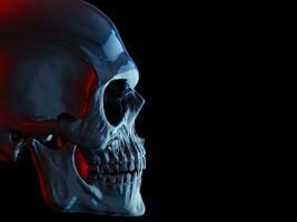 Blue dark skull facing right - cut shot photo