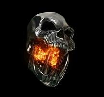 Screaming angry demon skull breathing fire photo