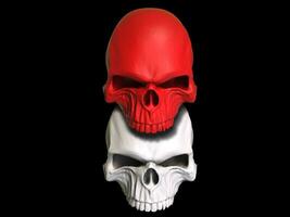 Red and white skulls on top of each other photo