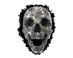 Line art drawn skull on the white background photo