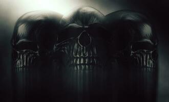 Dark and creepy demon skulls photo