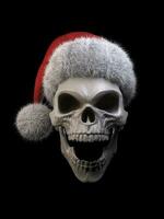 gritando cráneo vistiendo un Papa Noel sombrero foto