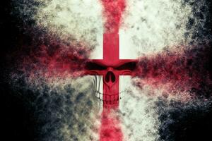 Angry England flag skull - particle FX - 3D Illustration photo