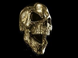 Evil screaming skull made out of gold photo