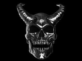 Shining metal horned demon skull photo