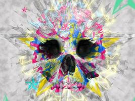 Brightly colored skull - starburst of colors photo