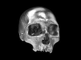 Shiny bumpy chrome skull with no lower jaw photo