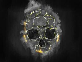 Sketchy glowing line illustration of a skull photo