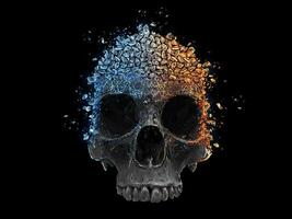 Skull made out of blue and yellow crystals photo