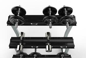 Dumbbell weights on white background photo