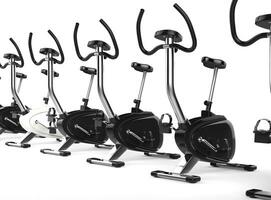 Row Of Stationary Bikes perspective shot. photo