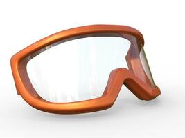 Orange ski goggles on white background, ideal for digital and print design. photo