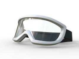 White rimmed ski goggles on white background, ideal for digital and print design. photo