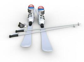 Skis on white background, ideal for digital and print design. photo