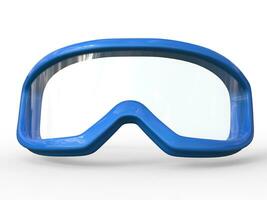 Blue ski goggles on white background, ideal for digital and print design. photo