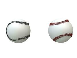 dos pelotas de beisbol - rojo y negro puntadas - aislado en blanco antecedentes foto
