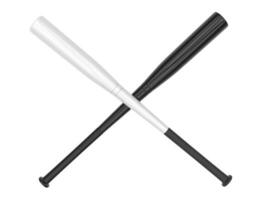 Black and white baseball bats crossed - isolated on white background photo