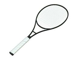 negro y blanco tenis raqueta aislado en blanco foto