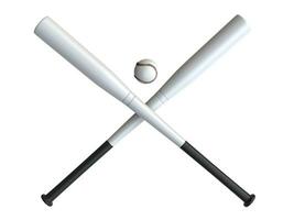 Two white baseball bats crossed - baseball in the middle - isolated on white background photo