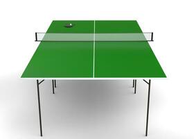 Table tennis table with rackets on the other side - isolated on white background - 3D render photo