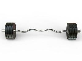 Barbell weight with curl bar - top view - isolated on white background - 3D render photo