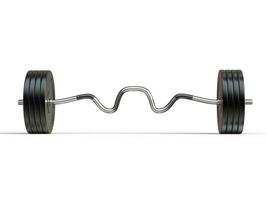 Big barbell weight with EZ bar - front view - isolated on white background - 3D render photo