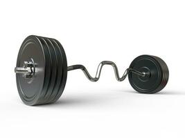 Big barbell weight with EZ bar - isolated on white background - 3D render photo