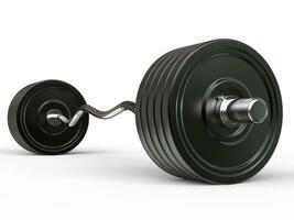 Big barbell weight with curved bar - isolated on white background - 3D illustration photo