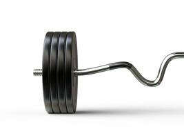 Big barbell weight with EZ bar - front view closeup - isolated on white background - 3D render photo