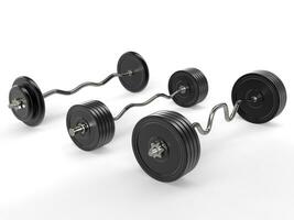 Various barbell weights - side view - isolated on white background - 3D illustration photo