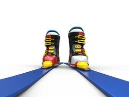 Colorful ski equipment - ski boots, skiis photo