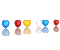Colorful hearts on a reflective surface photo
