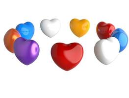 Colorful hearts on white background photo