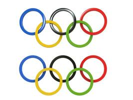 olímpico juegos anillos - dos variaciones - 3d ilustración foto
