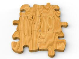 Wooden puzzle pieces photo