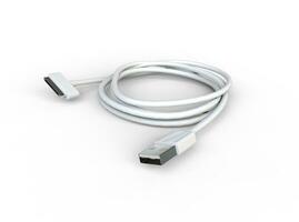 Usb cable on white background, ideal for digital and print design. photo